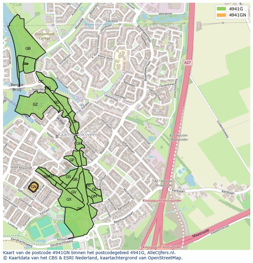 Afbeelding van het postcodegebied 4941 GN op de kaart.