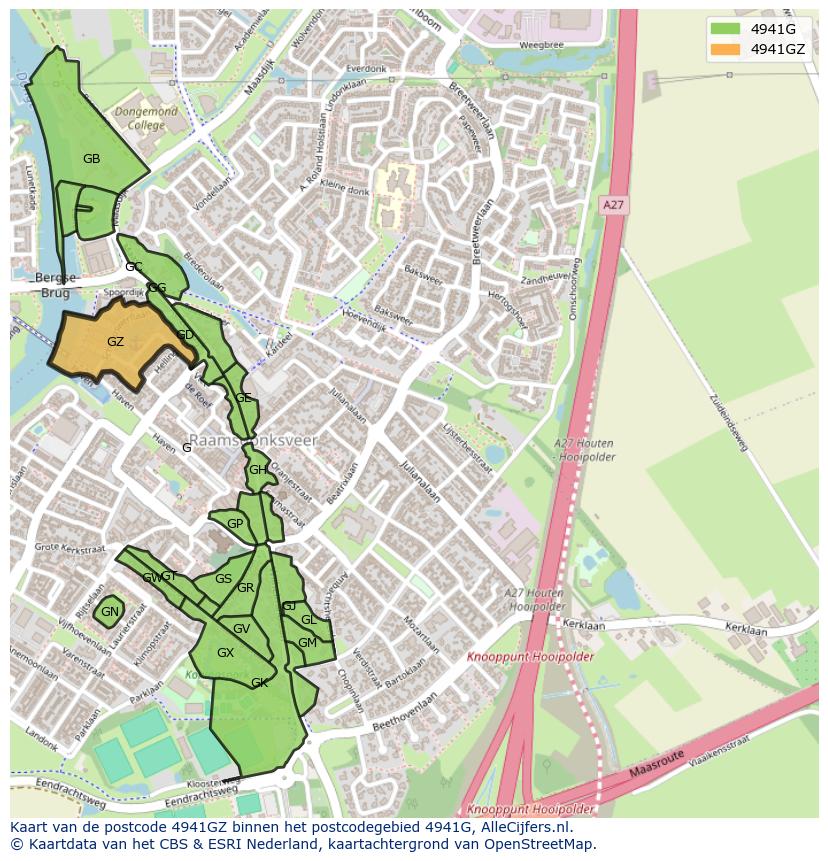 Afbeelding van het postcodegebied 4941 GZ op de kaart.