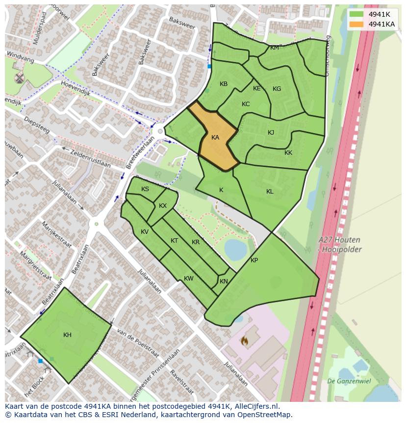 Afbeelding van het postcodegebied 4941 KA op de kaart.