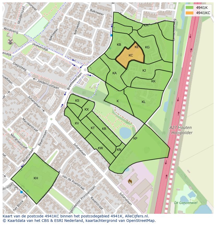 Afbeelding van het postcodegebied 4941 KC op de kaart.