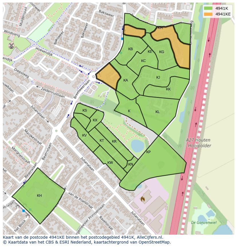 Afbeelding van het postcodegebied 4941 KE op de kaart.