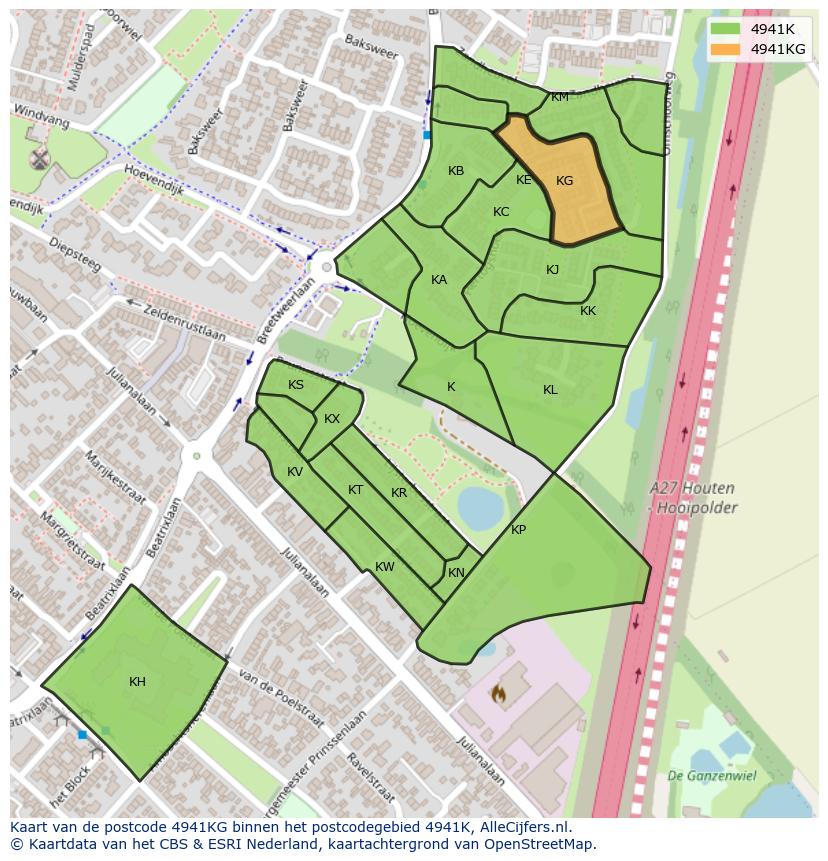 Afbeelding van het postcodegebied 4941 KG op de kaart.