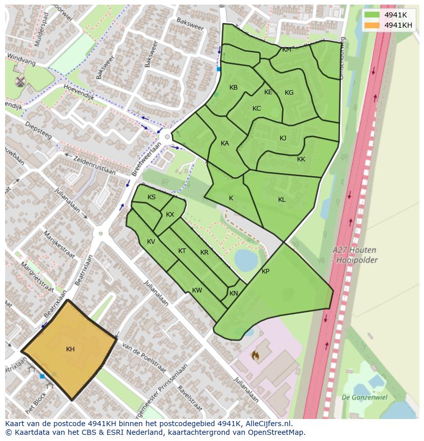Afbeelding van het postcodegebied 4941 KH op de kaart.