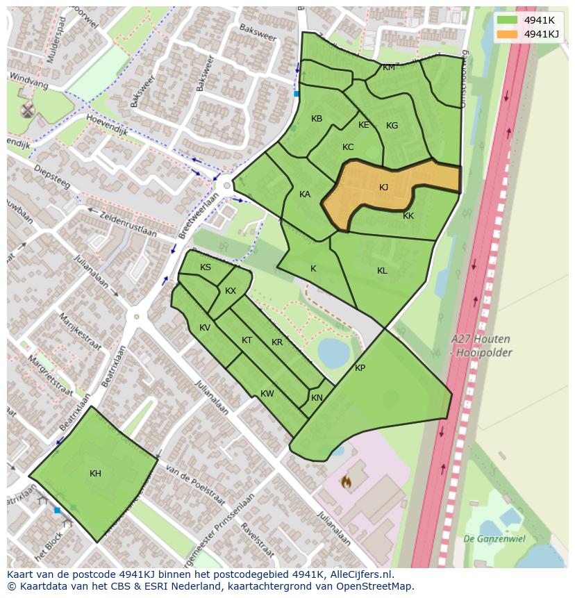 Afbeelding van het postcodegebied 4941 KJ op de kaart.