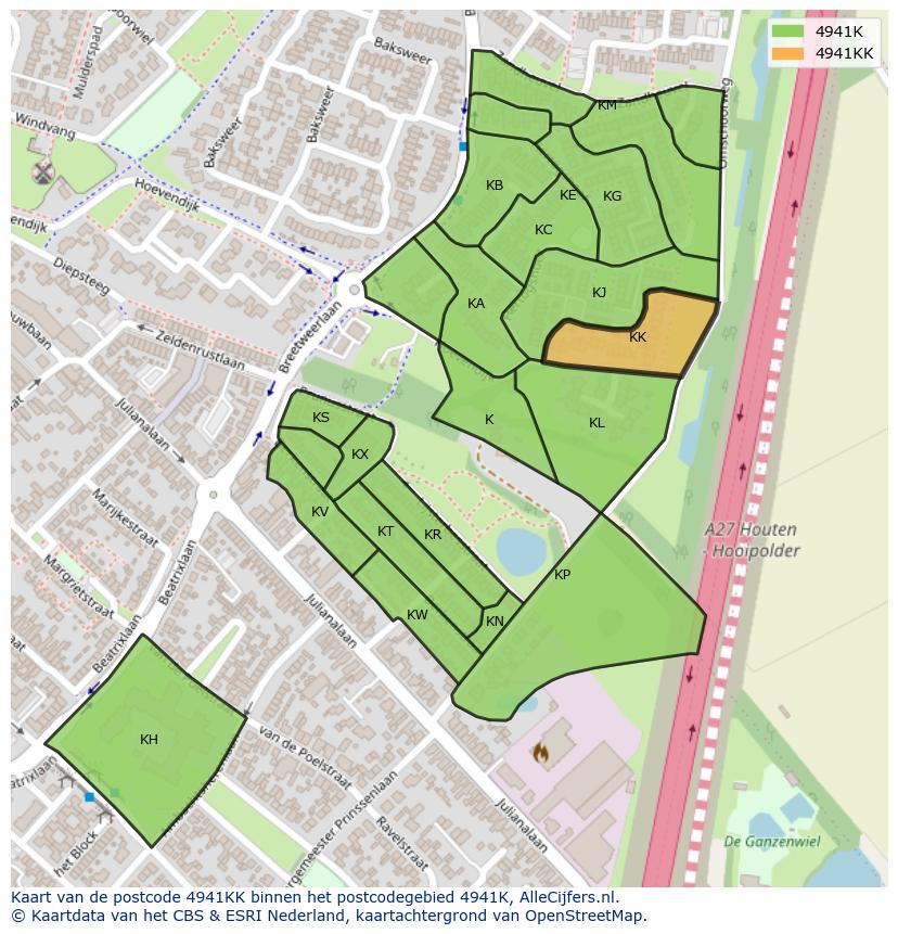 Afbeelding van het postcodegebied 4941 KK op de kaart.