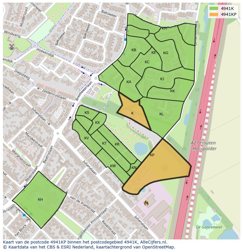 Afbeelding van het postcodegebied 4941 KP op de kaart.
