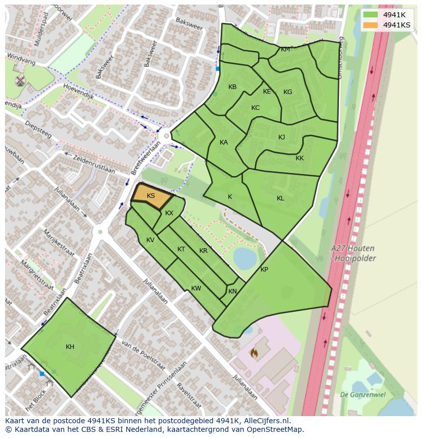 Afbeelding van het postcodegebied 4941 KS op de kaart.
