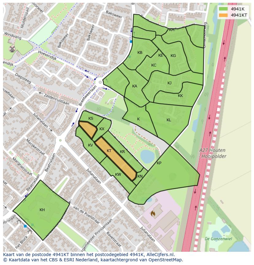 Afbeelding van het postcodegebied 4941 KT op de kaart.