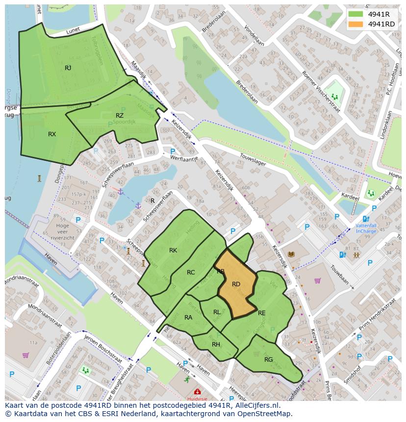 Afbeelding van het postcodegebied 4941 RD op de kaart.