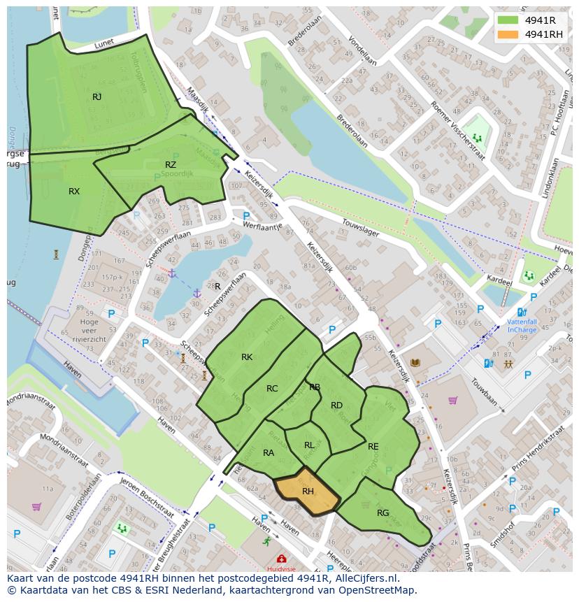 Afbeelding van het postcodegebied 4941 RH op de kaart.