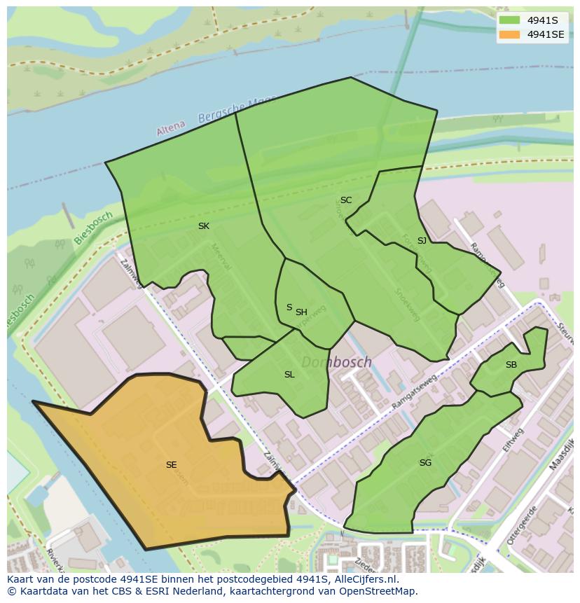 Afbeelding van het postcodegebied 4941 SE op de kaart.