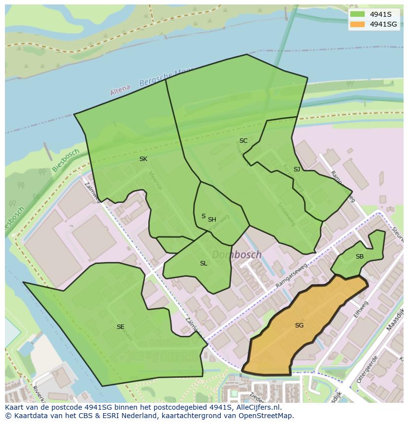 Afbeelding van het postcodegebied 4941 SG op de kaart.