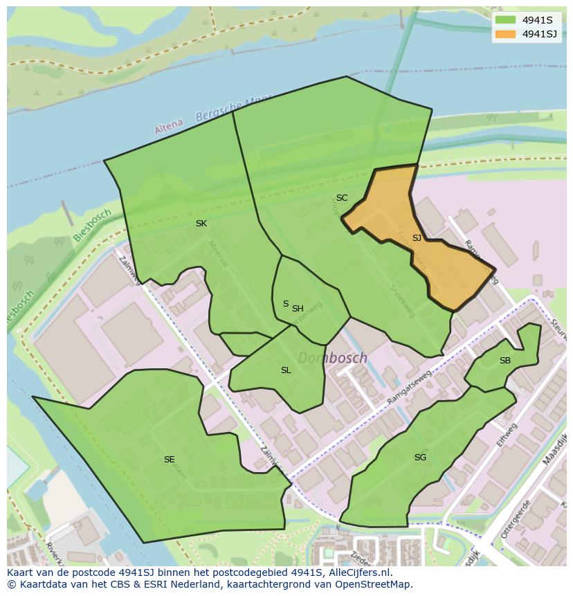 Afbeelding van het postcodegebied 4941 SJ op de kaart.