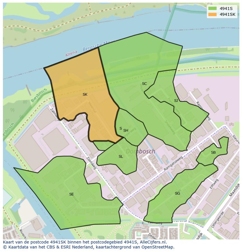 Afbeelding van het postcodegebied 4941 SK op de kaart.