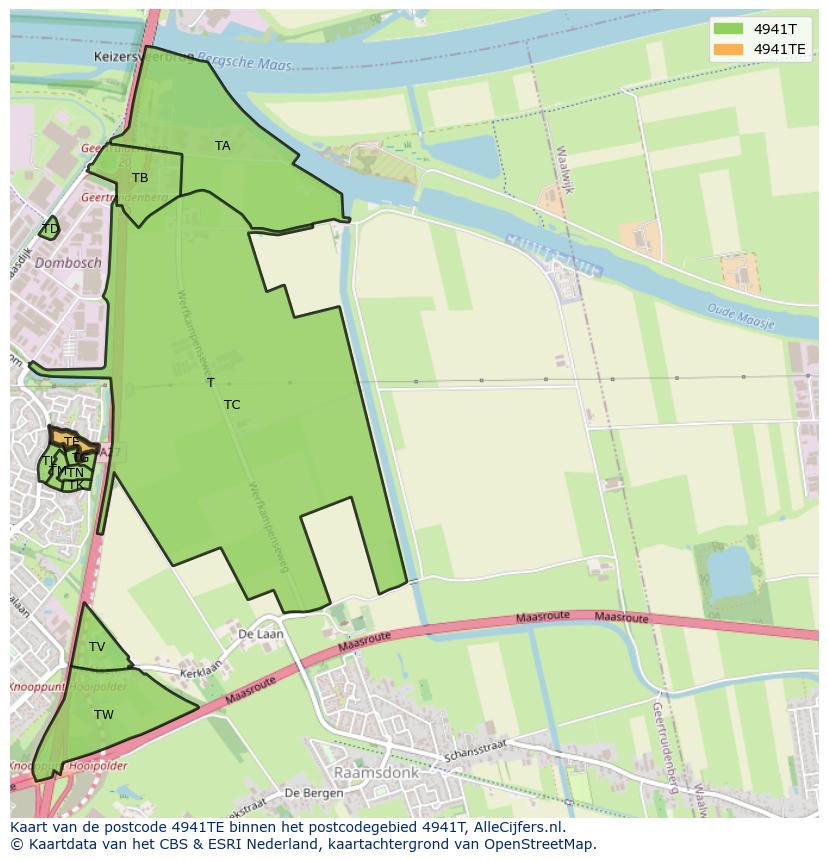 Afbeelding van het postcodegebied 4941 TE op de kaart.