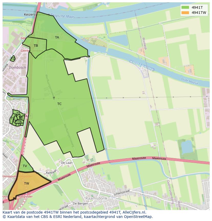 Afbeelding van het postcodegebied 4941 TW op de kaart.