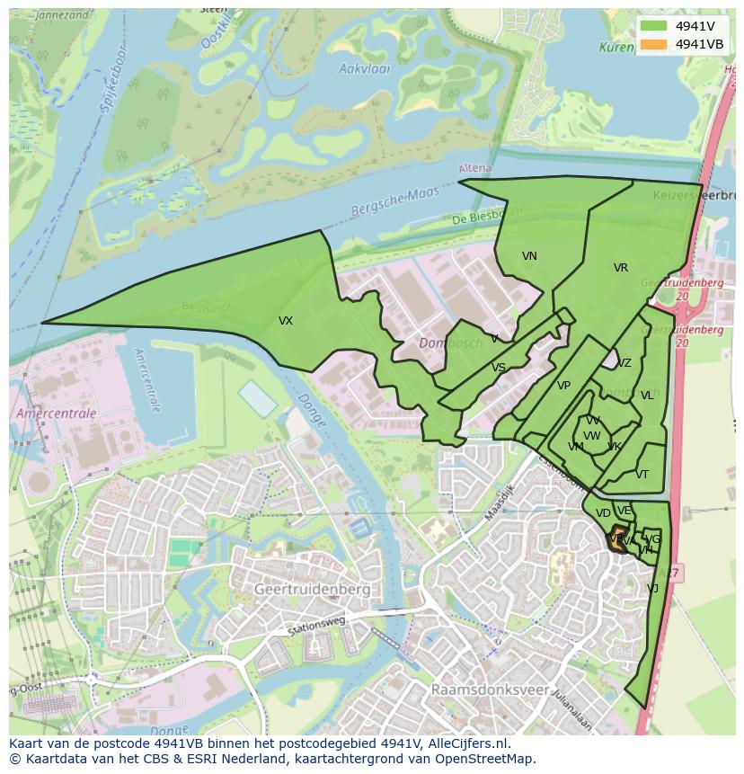 Afbeelding van het postcodegebied 4941 VB op de kaart.