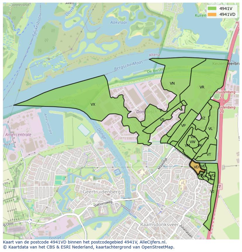 Afbeelding van het postcodegebied 4941 VD op de kaart.