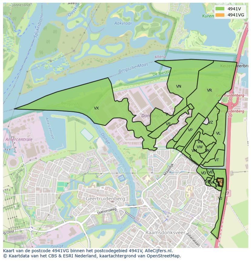 Afbeelding van het postcodegebied 4941 VG op de kaart.