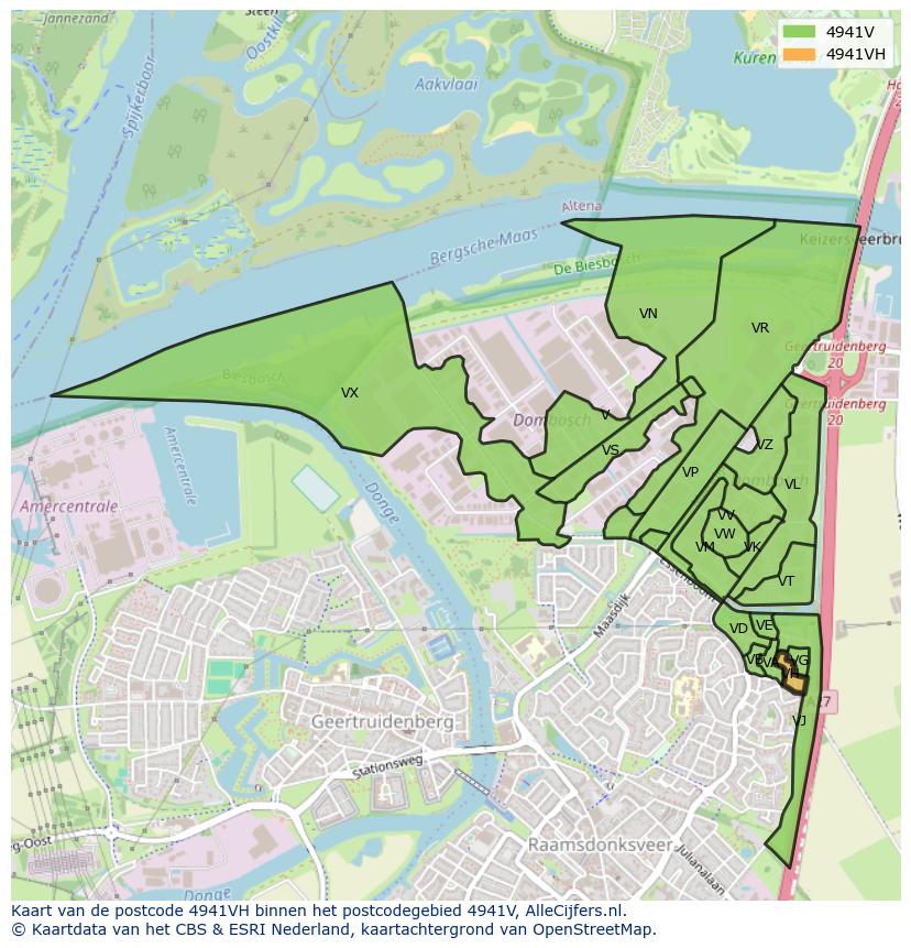 Afbeelding van het postcodegebied 4941 VH op de kaart.