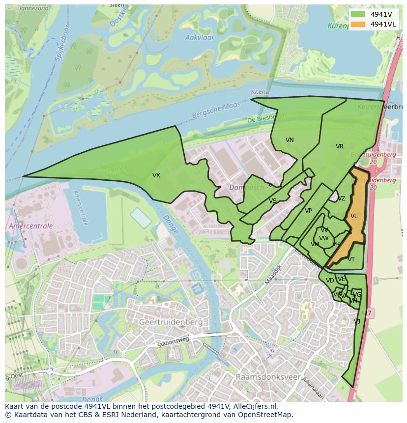 Afbeelding van het postcodegebied 4941 VL op de kaart.