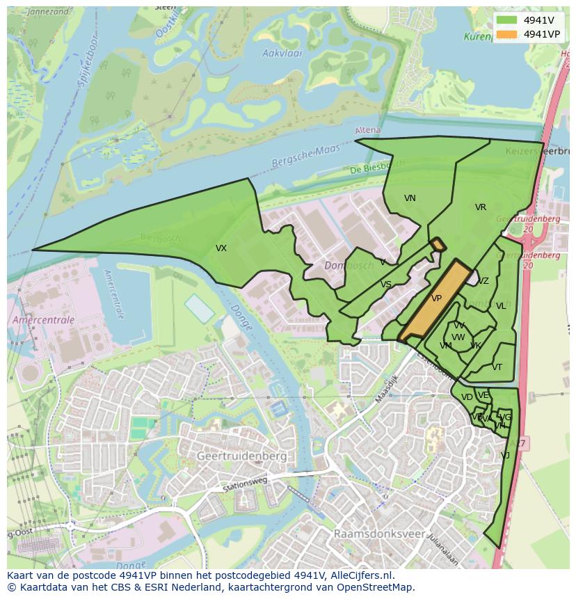 Afbeelding van het postcodegebied 4941 VP op de kaart.