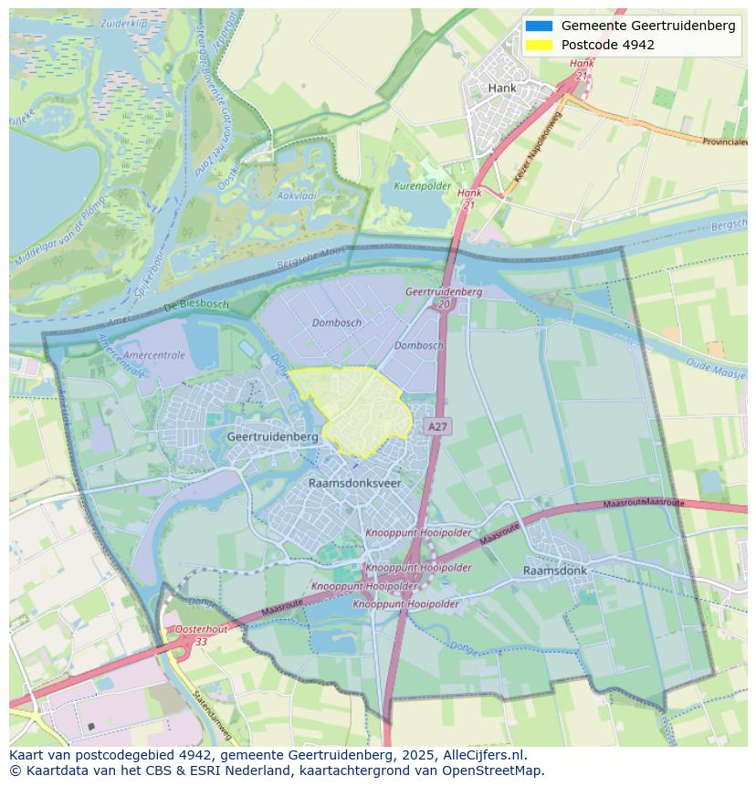 Afbeelding van het postcodegebied 4942 op de kaart.
