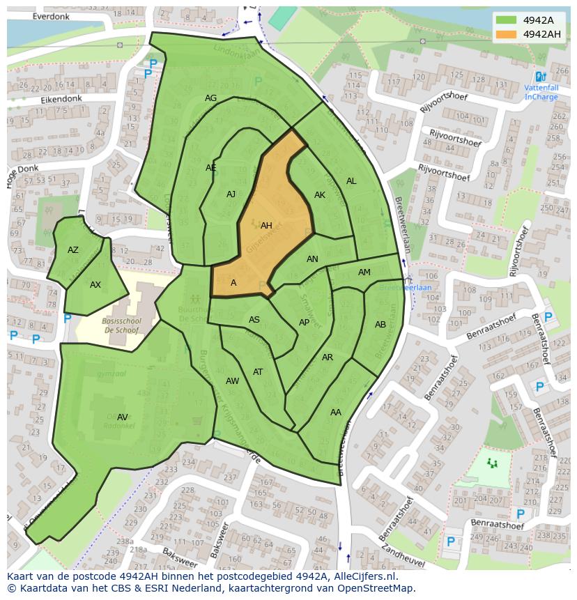 Afbeelding van het postcodegebied 4942 AH op de kaart.