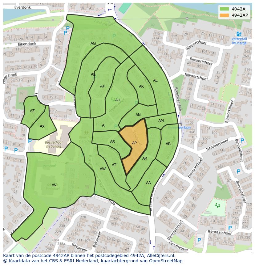 Afbeelding van het postcodegebied 4942 AP op de kaart.
