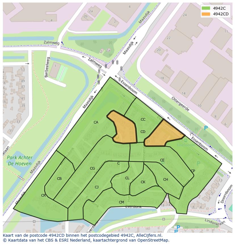Afbeelding van het postcodegebied 4942 CD op de kaart.