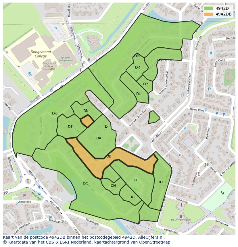 Afbeelding van het postcodegebied 4942 DB op de kaart.