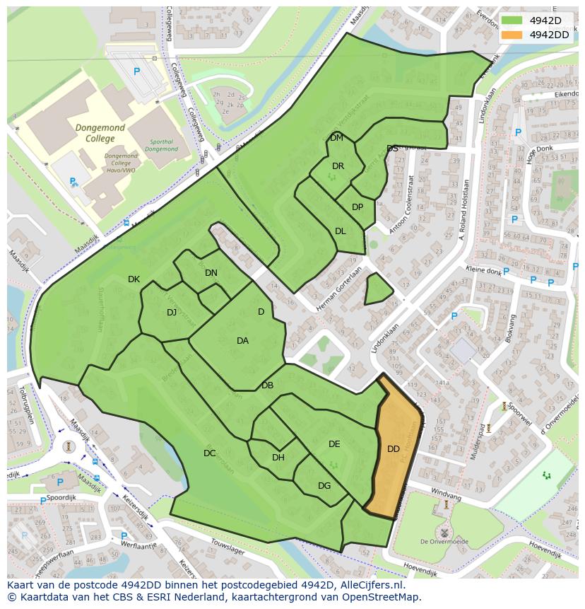 Afbeelding van het postcodegebied 4942 DD op de kaart.