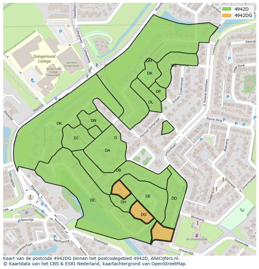 Afbeelding van het postcodegebied 4942 DG op de kaart.