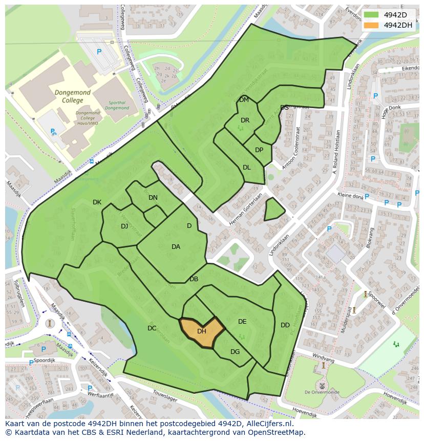 Afbeelding van het postcodegebied 4942 DH op de kaart.