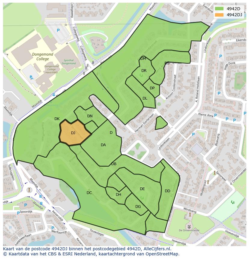 Afbeelding van het postcodegebied 4942 DJ op de kaart.