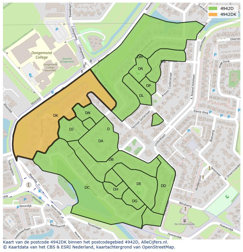 Afbeelding van het postcodegebied 4942 DK op de kaart.