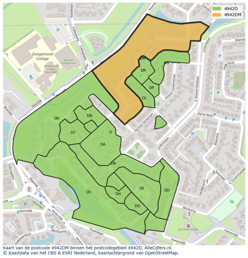 Afbeelding van het postcodegebied 4942 DM op de kaart.