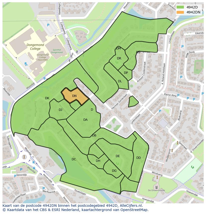 Afbeelding van het postcodegebied 4942 DN op de kaart.