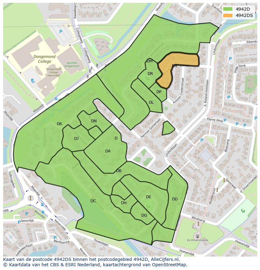 Afbeelding van het postcodegebied 4942 DS op de kaart.