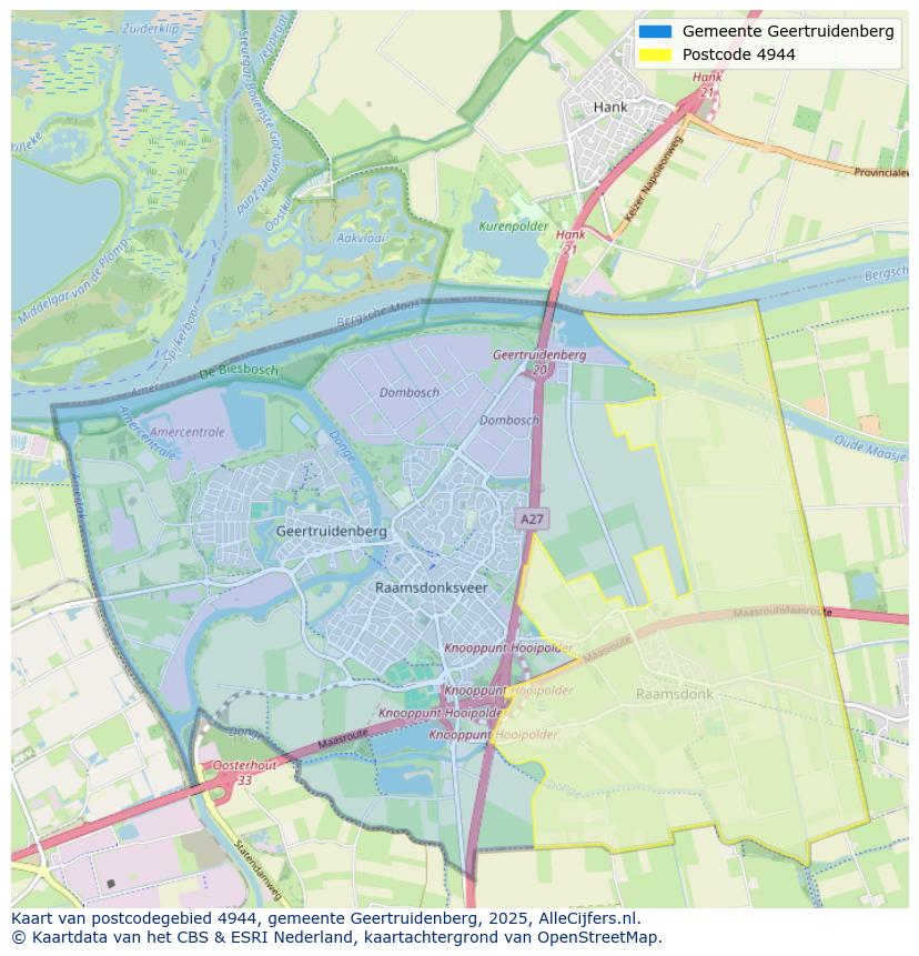 Afbeelding van het postcodegebied 4944 op de kaart.
