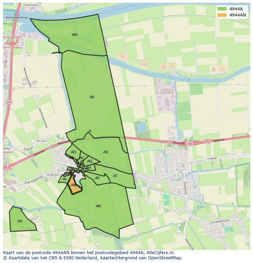 Afbeelding van het postcodegebied 4944 AN op de kaart.