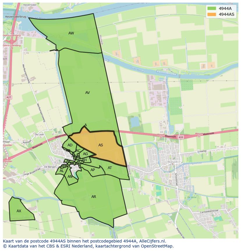 Afbeelding van het postcodegebied 4944 AS op de kaart.