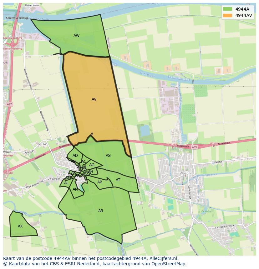 Afbeelding van het postcodegebied 4944 AV op de kaart.