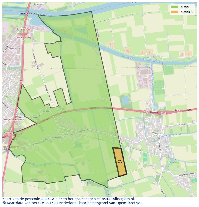 Afbeelding van het postcodegebied 4944 CA op de kaart.