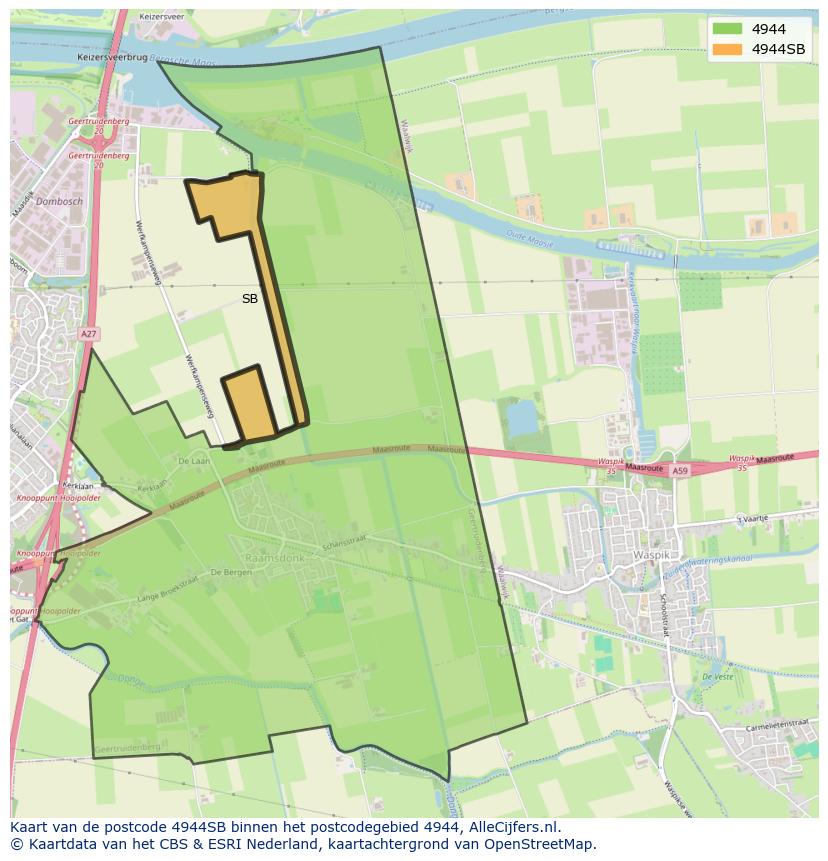 Afbeelding van het postcodegebied 4944 SB op de kaart.