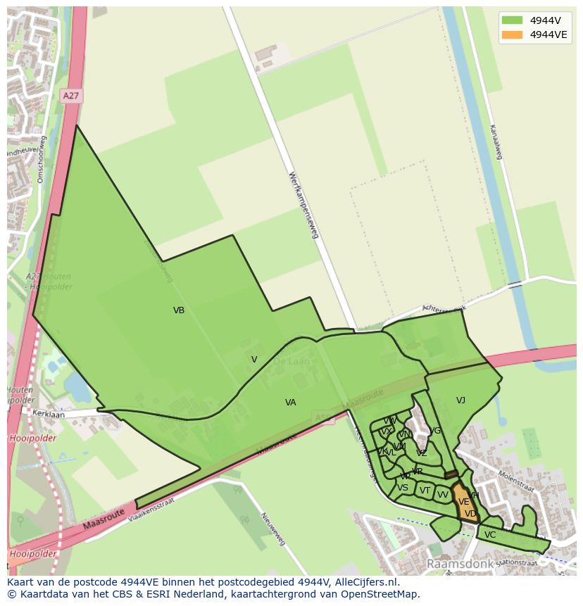 Afbeelding van het postcodegebied 4944 VE op de kaart.
