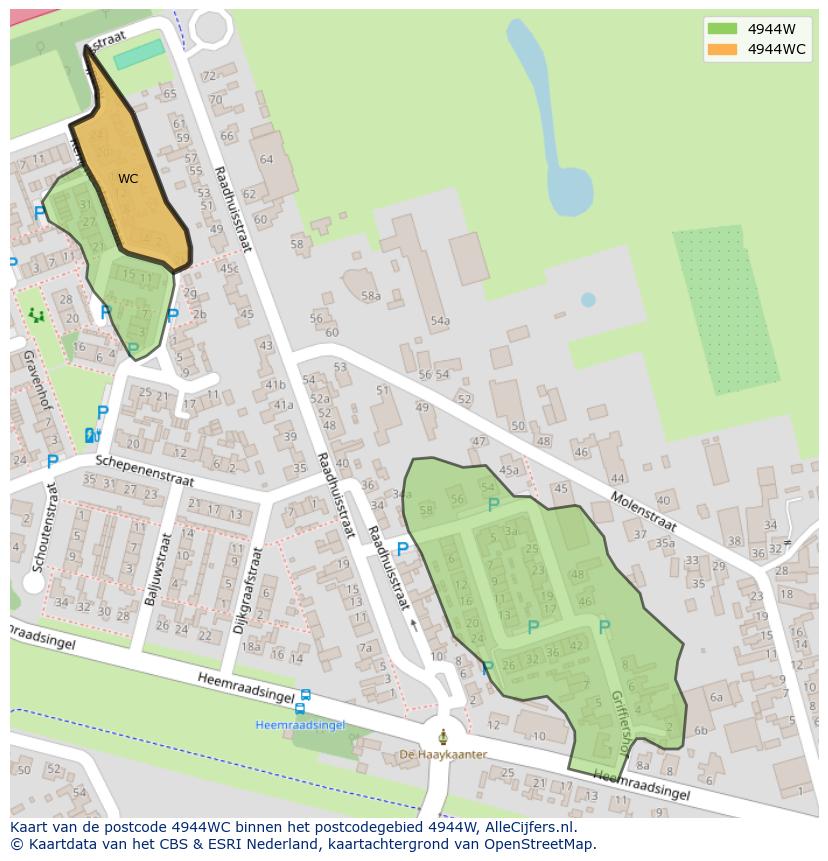 Afbeelding van het postcodegebied 4944 WC op de kaart.
