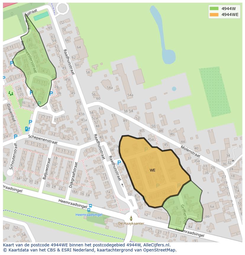 Afbeelding van het postcodegebied 4944 WE op de kaart.