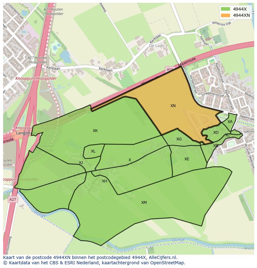 Afbeelding van het postcodegebied 4944 XN op de kaart.