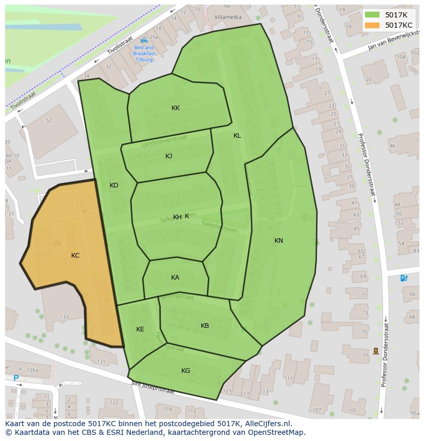 Afbeelding van het postcodegebied 5017 KC op de kaart.